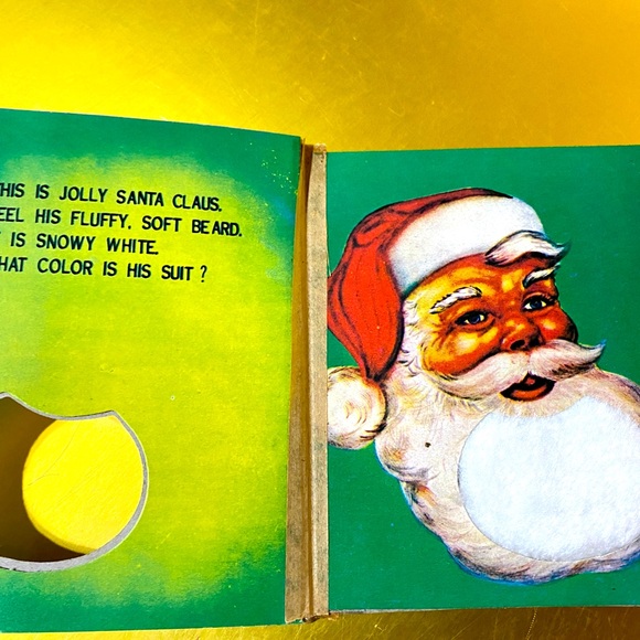 CHRISTMAS VTG 50’s FEEL SANTA CLAUS’ BEARD TOUCH AND FEEL HARDCOVER BOOK TAIWAN - Picture 2 of 14